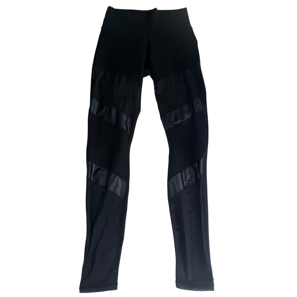 Fabletics Black Power Hold Leggings - Diagonal Stripe XS-S